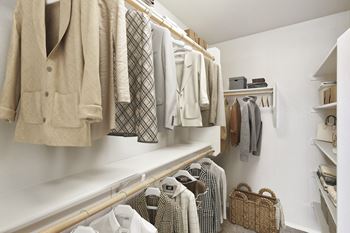 Closet with wooden shelves